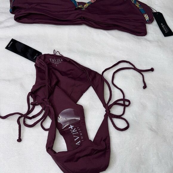 TAVIK JESSI Cutout Triangle Swim Top & JAX Swim Bottom Set Size Large - Picture 4 of 6